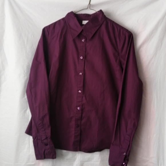 PURPLE SUZY SHIER WOMEN'S BASIC LONG SLEEVE BUTTON DOWN SHIRT - Picture 3 of 4
